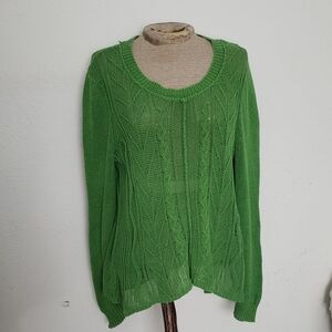 RARE Sparrow By Anthropolgie Vibrant Green Women's Crew Neck Sweater XL